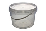 Ведро пищевое 3 литра прозрачное (60шт/уп) c крышкой, комплект